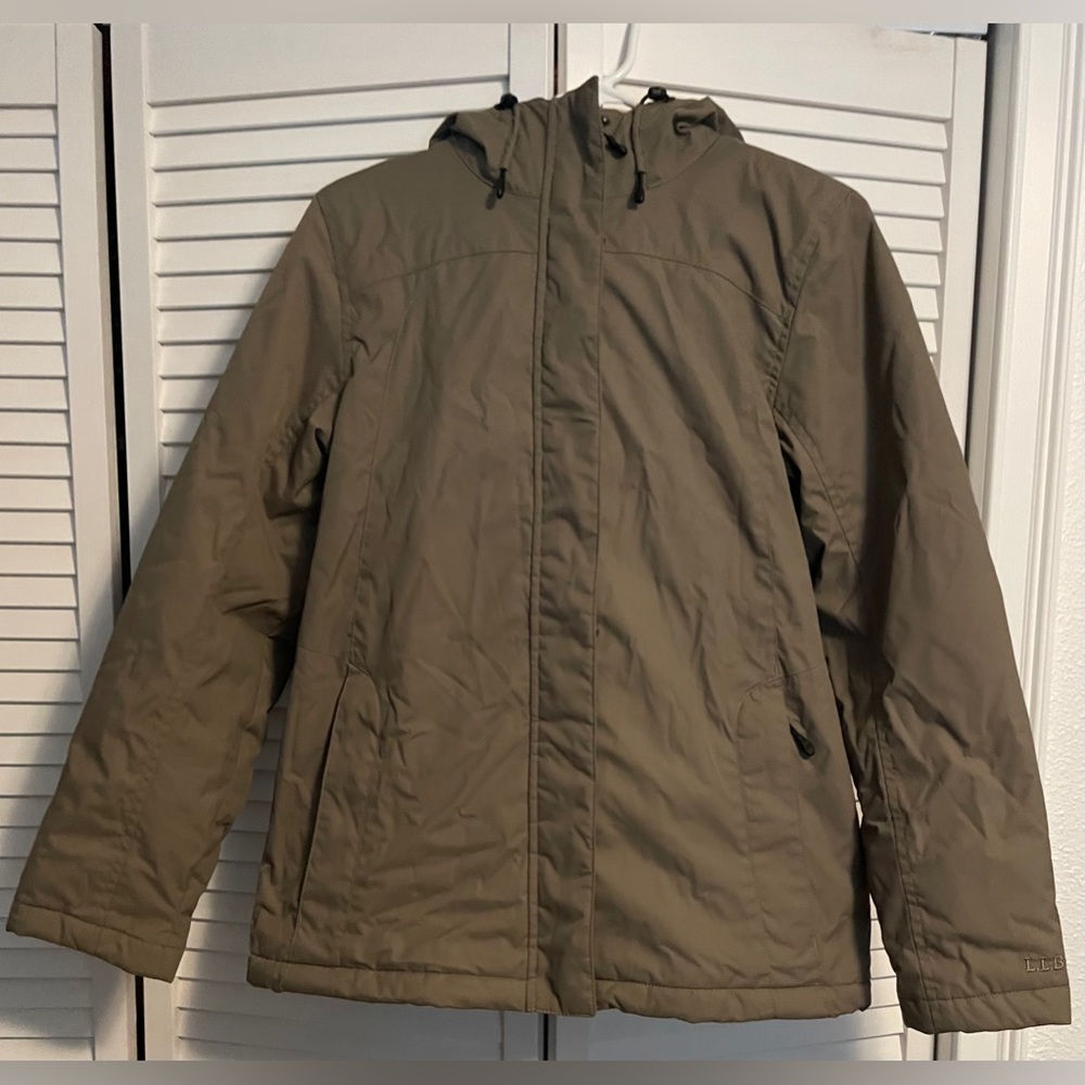 LL Bean nylon shell, lined jacket.Item 271136, X small, tan.Like new, worn once.